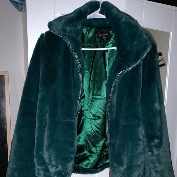 green faux fur jacket
